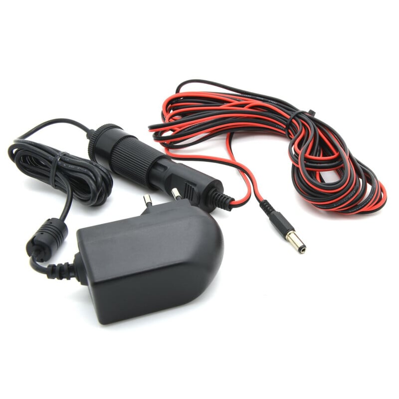 Bresser Stroomvoorziening 12V 2A 1 Bresser 12V 2A Stroomvoorziening Bresser 12V 2A adapterset met voedingsstekker, sigarettenplug en lange rood-zwarte DC-kabel