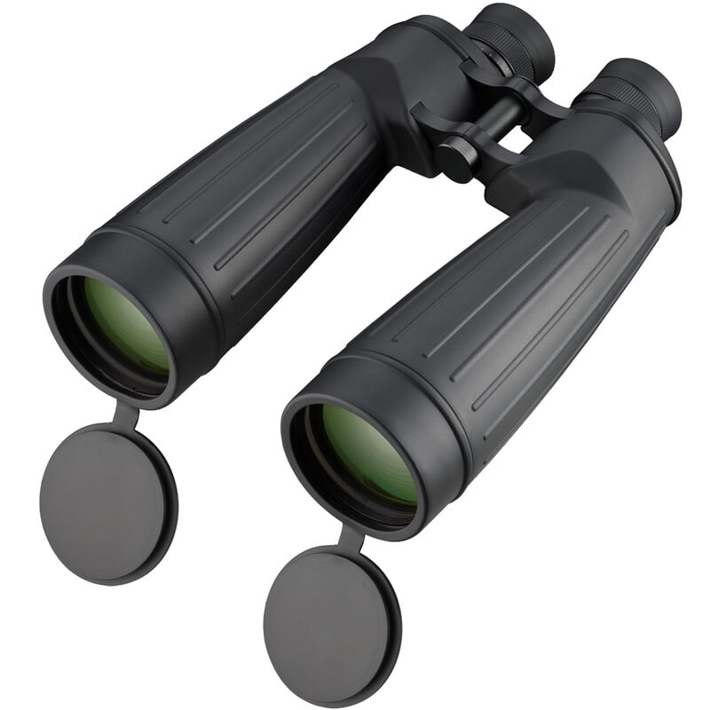 Bresser 15x70 Verrekijkers Spezial Astro SF 1 Bresser 15x70 Verrekijkers Spezial Astro SF 1 Bresser 15x70 verrekijker schuin vooraanzicht met geopende lensdoppen en grote objectieven