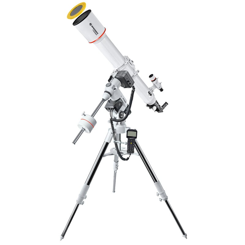 Bresser Messier 127L/1200 Refractor Hexafoc GoTo 2 Bresser AC 127L 1200 EXOS 2 Telescoop Messier Hexafoc GoTo 3 Bresser AC 127L/1200 EXOS-2 Telescoop Messier compleet gemonteerd op stalen statief met camera-adapter en tegengewicht