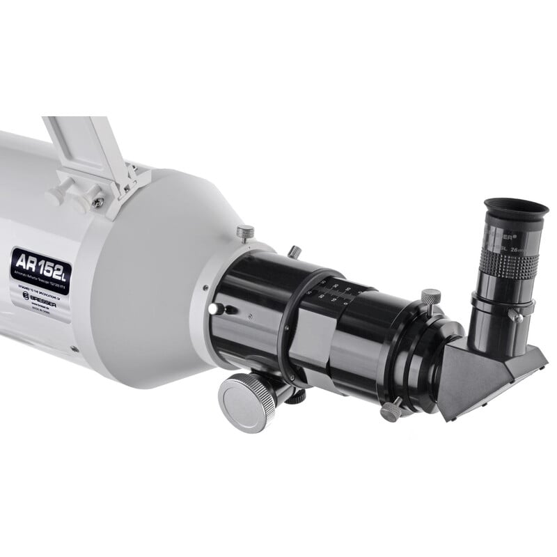 Bresser Messier 152/1200 Refractor Hexafoc OTA 2 Bresser AC 152 1200 Telescoop Messier Hexafoc OTA 3 Bresser AC 152/1200 close-up van de Hexafoc-focuser met 90° star diagonal en T2 camera-adapter