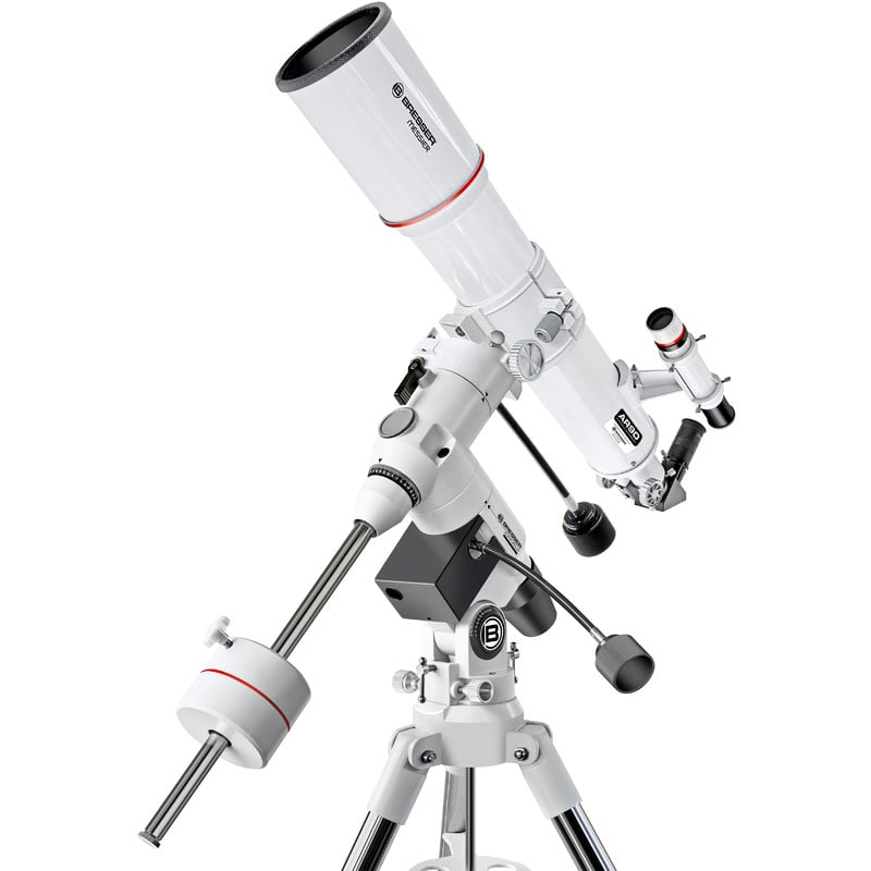 Bresser Messier 90/500 Refractor EXOS-2 1 Bresser AC 90 500 Telescoop Messier EXOS 2 1 Bresser AC 90/500 telescoop met 6x30 zoeker op EXOS-2 montering met contragewicht en aluminium buis