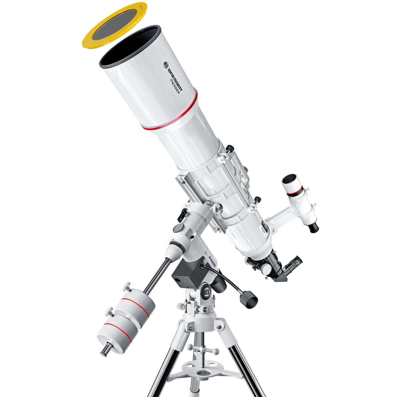 Bresser Messier 152S/760 Refractor Hexafoc EXOS-2 1 Bresser AR 152S 760 Telescope Messier Hexafoc EXOS 2 1 Bresser AR 152S/760 telescope with solar filter and counterweights completely mounted on EXOS-2 mount