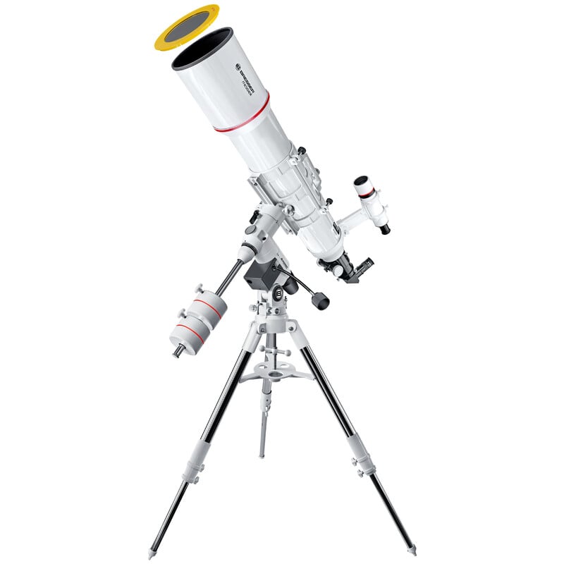 Bresser Messier 152S/760 Refractor Hexafoc EXOS-2 2 Bresser AR 152S 760 Telescope Messier Hexafoc EXOS 2 2 Bresser AR 152S/760 long-tube telescope mounted on EXOS-2 tripod with 8x50 viewfinder and zenith prism