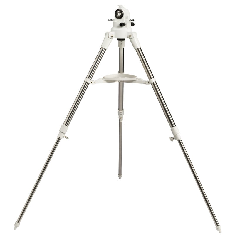 Bresser Statief met Polar wedge voor Camera Monteringen 2 Bresser Statief met polar wedge en metalen poten voorzien van waterpas en precisiedraaiknop 1 Bresser Statief in volledig gemonteerde stand met accessoireplaat en stevige stalen buispoten