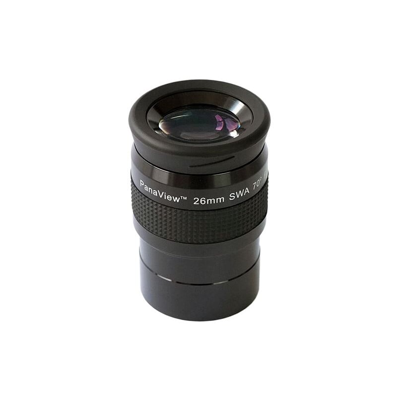 Skywatcher 26mm 2" Oculair PanaView 1 Skywatcher 26mm 2 Oculair PanaView Skywatcher 26mm 2 PanaView oculair met grote ooglens, geribbelde rubberen grip en 2 inch vatting op witte achtergrond.