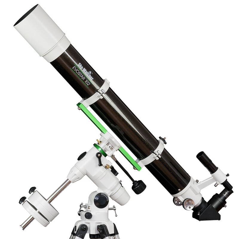 Sky-Watcher Evostar-102 EQ3-2 – 102mm f/9.8 Refractor 1 Skywatcher AC 102 1000 BD EQ3 2 Telescoop EvoStar 1 1 Skywatcher AC 102/1000 BD EQ3-2 achromatische refractor met EQ3-2 equatoriale montering en aluminium statief