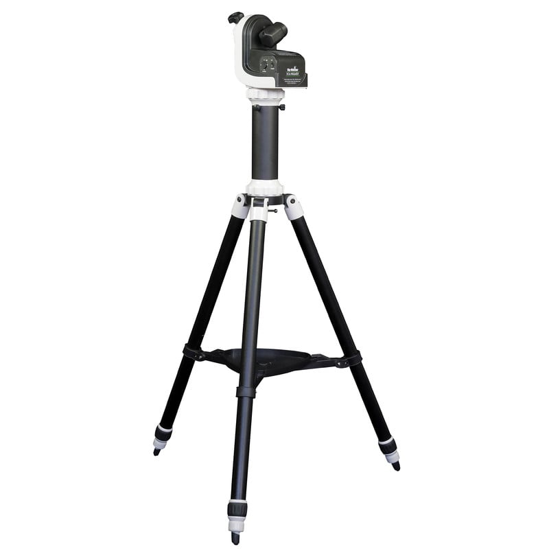Sky-Watcher SolarQuest Automatic Solar Go-To Mount & Tripod 2 Skywatcher AZ Mount Solarquest 4 Skywatcher AZ Mount Solarquest aluminum tripod with center mount and mounted accessory plate.