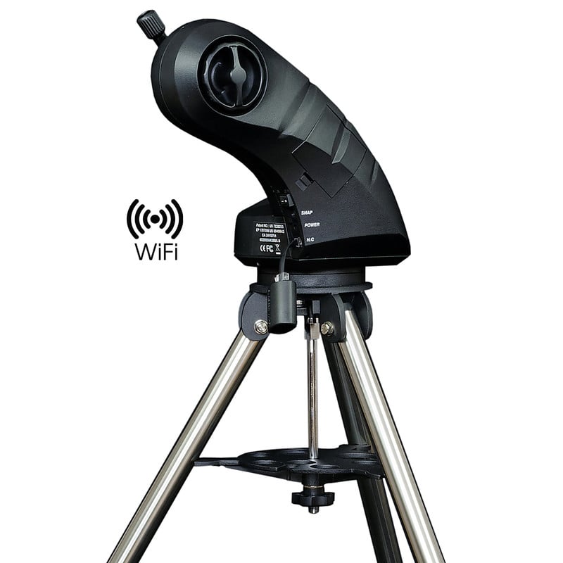 Sky-Watcher Star Discovery Wi-Fi GoTo Mount & Tripod 1 Skywatcher AZ Mount Star Discovery SynScan Wi-Fi GoTo 2 Skywatcher AZ Star Discovery SynScan WiFi GoTo mount on steel tripod with visible WiFi symbol.