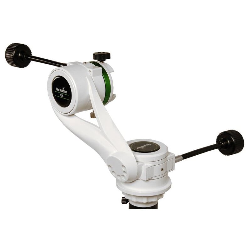 Sky-Watcher AZ5 Deluxe Alt-Azimutale Montering (Alleen Kop) 1 Skywatcher AZ5 Montering Deluxe zonder statief 2 Skywatcher AZ5 Deluxe montering zijaanzicht met slow motion-kabels en Vixen-zwaluwstaartzadel
