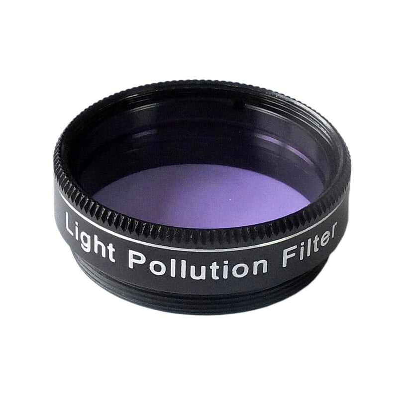 Sky-Watcher 1.25" Light Pollution Filter 1 Skywatcher CLS 1 Filters Light Polution 25 2 Skywatcher CLS 1 lichtvervuilingsfilter 1,25 inch in zwarte aluminium vatting zijaanzicht.