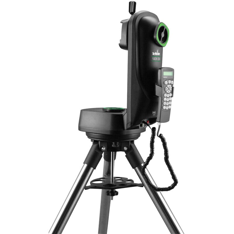 Sky-Watcher Fusion-120i Wi-Fi GoTo Mount & Tripod 1 Skywatcher Fusion 120i Mount SynScan GoTo 2 Skywatcher Fusion-120i azimuthal single-arm GoTo mount on stainless steel tripod with pendant SynScan hand controller.
