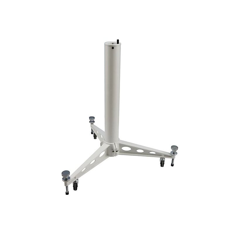 Sky-Watcher Zuil-adapter (Pillar Support) voor HEQ5 / EQ5 / EQ3-2 1 Skywatcher HEQ 5 montering Zuil Kolomstatief met passende aansluiting voor 1 Skywatcher HEQ-5-montering wit zuil kolomstatief met drie armen en zwenkwielen in frontaal aanzicht