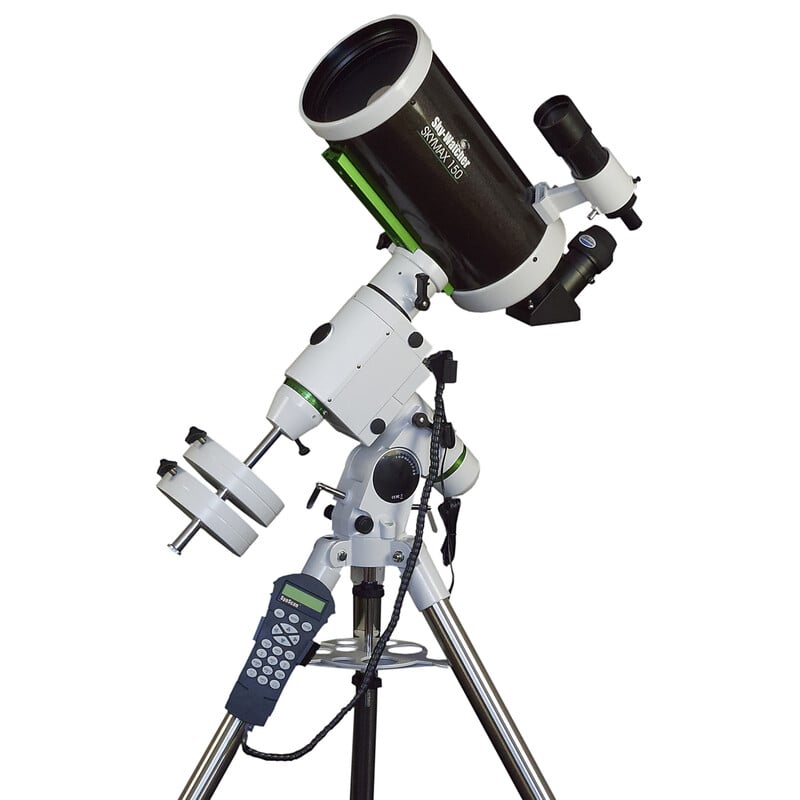 SKYMAX-150 PRO HEQ5 PRO SynScan complete Skymax 150 op HEQ5 Pro equatoriale montering met 1.75 inch RVS statief, handcontroller en accessoires in beeld