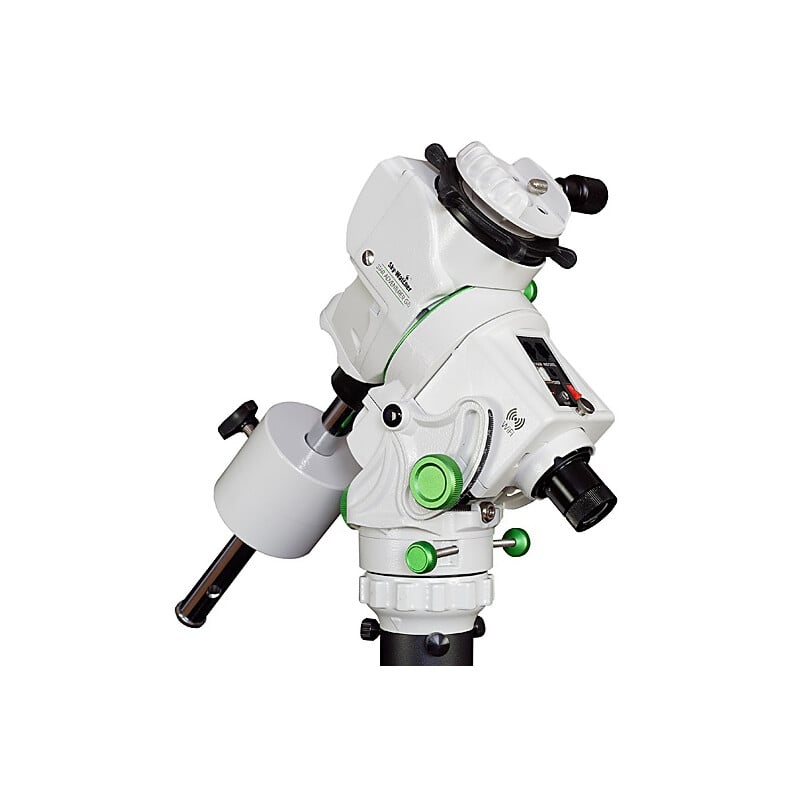 Sky-Watcher Star Adventurer GTi Wi-Fi GoTo Montering & Statief 1 Skywatcher Montering Star Adventurer GTi Wi Fi GoTo SET 2 Skywatcher Montering Star Adventurer GTi Wi-Fi GoTo montering zijaanzicht met gemonteerde contragewichtstang en poolzoeker.