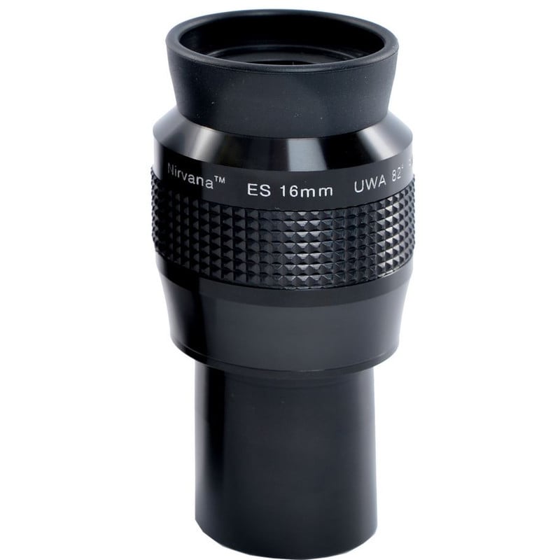 Sky-Watcher 16 mm Nirvana-ES UWA 82° Oculair 1 Skywatcher Oculair Nirvana ES UWA 82° 16mm 125 Skywatcher Oculair Nirvana ES UWA 82° 16mm groothoekoculair met rubberen oogschelp en gekartelde handgreep in 1,25 inch vatting.