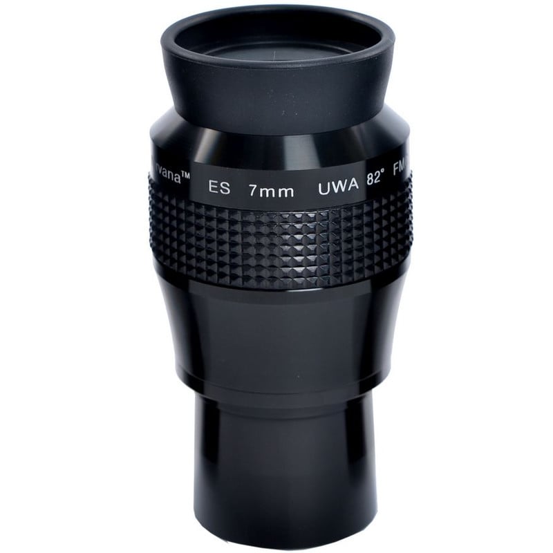 Sky-Watcher 7 mm Nirvana-ES UWA 82° Oculair 1 Skywatcher Oculair Nirvana ES UWA 82° 7mm 125 Skywatcher Oculair Nirvana 7mm ES UWA 82° groothoekoculair met rubberen oogschelp en gekartelde handgreep in 1,25 inch vatting.