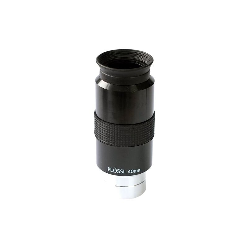 Sky-Watcher Super Plössl 40mm 1,25" 1 Skywatcher Oculair Super Ploessl 40mm 1 25 Skywatcher Oculair Super Plössl 40mm 1,25 inch oculair met rubberen oogrand en geribbelde grip op witte achtergrond.