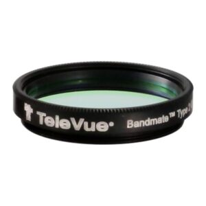 TeleVue Filters Filter OIII Bandmate Type 2 1,25" zwart 1,25 inch OIII-filter met groene glaslaag en TeleVue Bandmate Type 2 opdruk op witte achtergrond