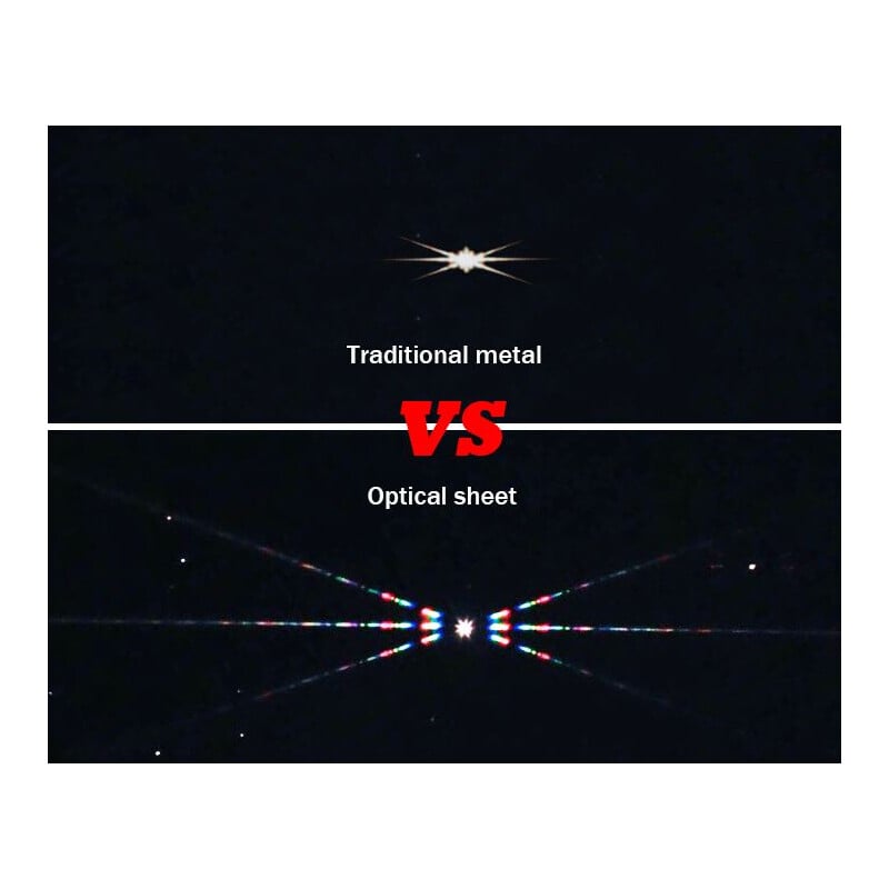 William Optics 172-235mm Bahtinov Focusmasker 2 William Optics 172 235mm Focus masker Bahtinov 2 William Optics 172-235mm Focus masker Bahtinov illustratie die de helderheid van het diffractiepatroon vergelijkt.