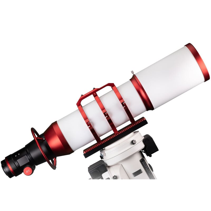 William Optics Pleiades 181/998 APO Septuplet Astrograph OTA 2 William Optics 181 AP 181 998 Apochromatische refractor Pleiades Astrograph OTA 4 William Optics 181 AP 181/998 schuin achteraanzicht met buisringen en handvat