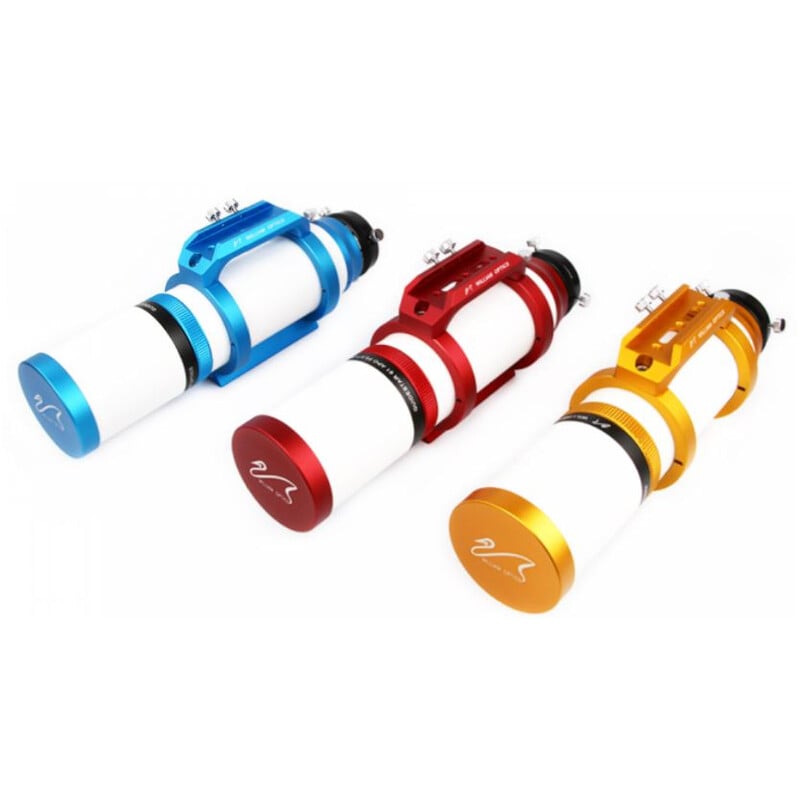 William Optics 61 mm 2.4" APO Guide Star Guidescope Red | Telescoop.nl 2 William Optics Guidescope Guide Star Apo61 5 William Optics Apo61 guidescopes in red, blue and gold side by side