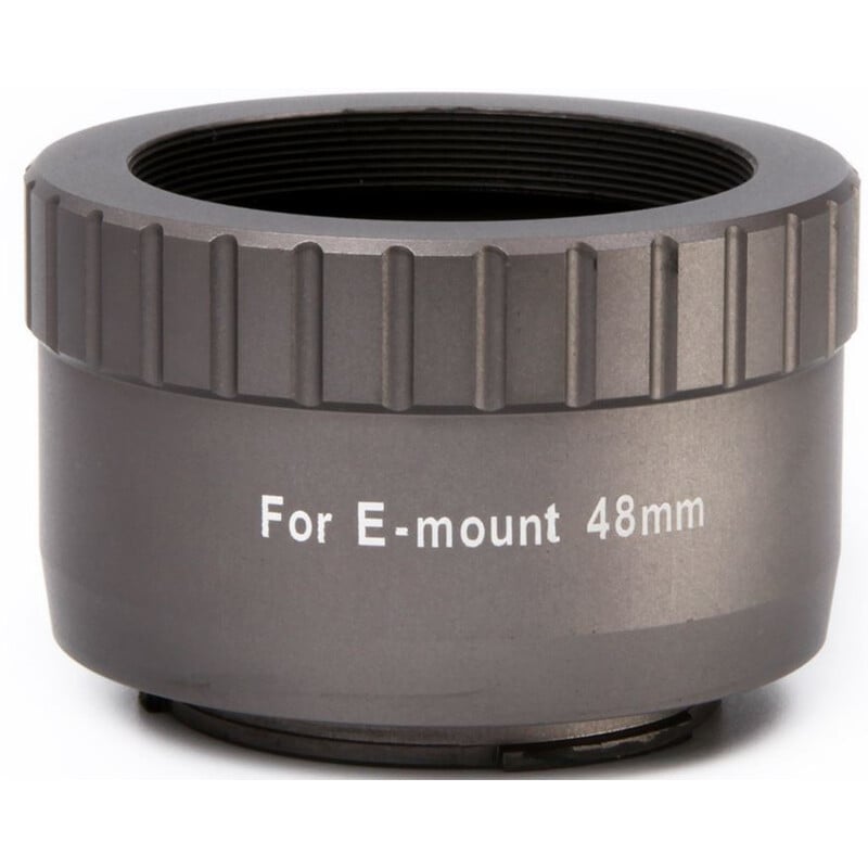 William Optics M48 Adapter Sony E-mount 48 mm 1 William Optics M48 Adapter Sony E 1 William Optics M48 adapter front view with E-mount and 48mm thread