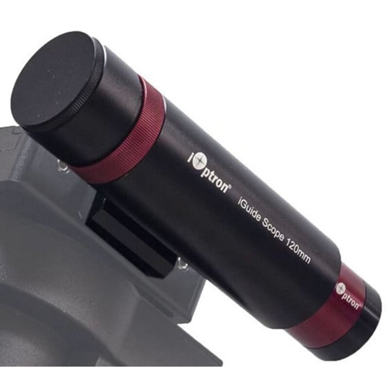 iOptron Guidescope iGuider Autoguider System 1 iOptron Guidescope iGuider Autoguider System 1 iOptron Guidescope gemonteerd op telescoop met zichtbare iGuider 120mm buis in zwart-rode afwerking
