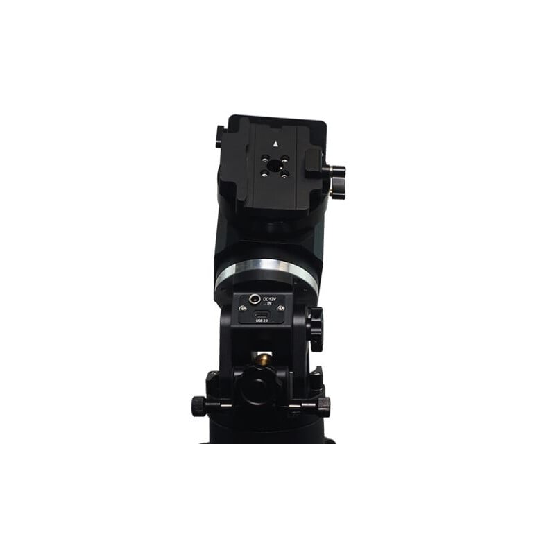 iOptron HAE16C AZ/EQ Mount Dual SWG Hybrid 2 iOptron HAE16C AZ EQ Mount Dual SWG Hybrid 3 iOptron HAE16C AZ/EQ front view with Vixen saddle and visible ports and panel controls