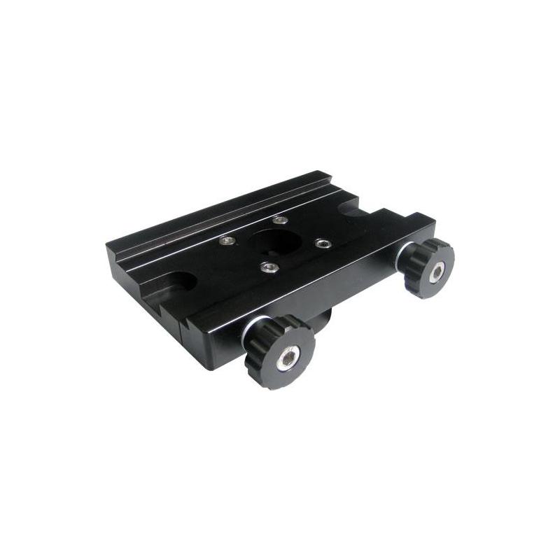 iOptron Losmandy dovetail 1 iOptron Losmandy dovetail clamp iOptron Losmandy dovetail clamp in black finish with adjustment screws and mounting holes