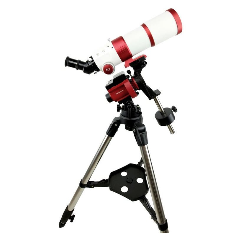 iOptron SkyGuider Pro set Montering met Polar wedge 2 iOptron SkyGuider Pro set Montering met Polar wedge 5 iOptron SkyGuider Pro set gemonteerd op statief met RedCat telescoop en contragewicht