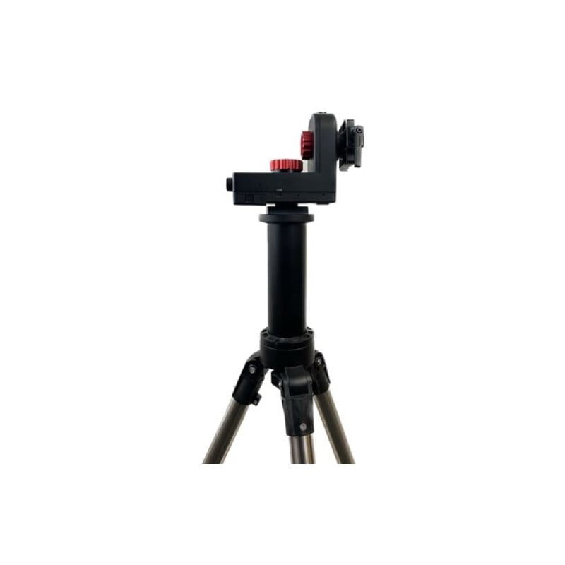 iOptron Newton SkyHunter EQ/AZ GoTo Montering op Statief 1 iOptron SkyHunter EQ AZ Montering GoTo mit Stativ 1 iOptron SkyHunter EQ/AZ montering op volledig uitgeklapt statief in verticale transportstand
