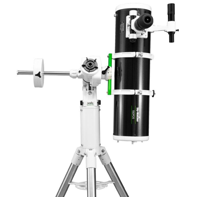 Sky-Watcher 200mm Tripod Extension (Extension Tube) 1 Skywatcher EQ AL55i Pro 200mm Column Extension 2 Skywatcher EQ-AL55i Pro 200mm column extension mounted between tripod and equatorial mount with telescope setup.