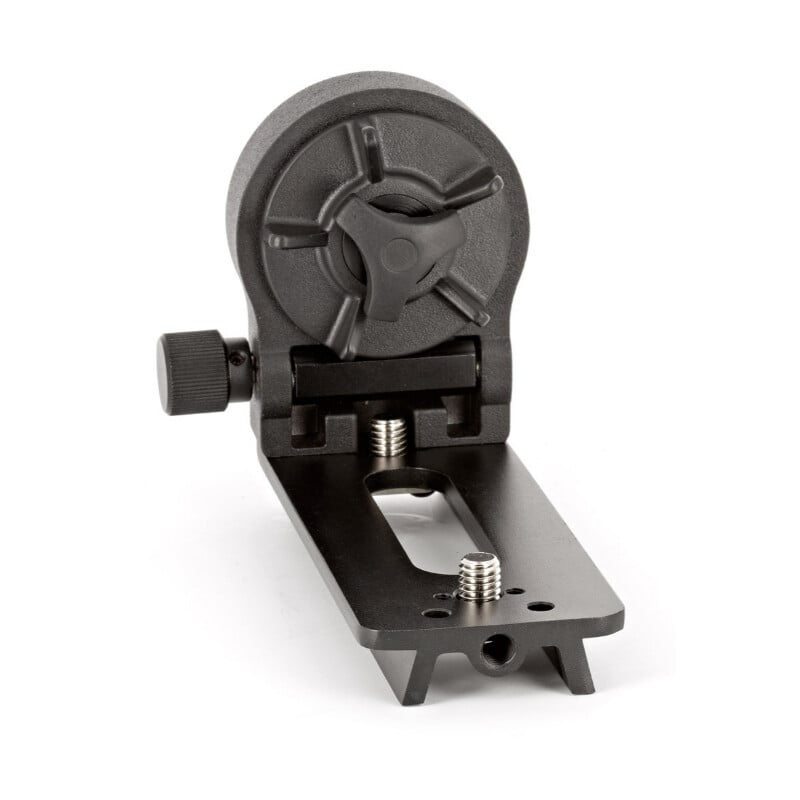 Sky-Watcher Star Adventurer L-houder met 45 mm Dovetail en Declinatie-as 2 Skywatcher l houder Star Adventurer zwaluwstaart 1 Skywatcher l-houder Star Adventurer zwaluwstaart bovenaanzicht van de L-houder met bevestigingspunten en klemmechanisme.
