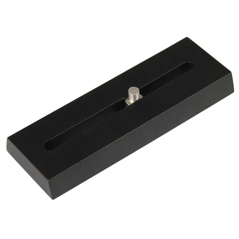 Omegon Dovetail 120mm 2 Omegon 120mm dovatail 1 Omegon Dovetail bovenaanzicht van 120mm aluminium zwaluwstaart met centrale 1/4" fotoschroef