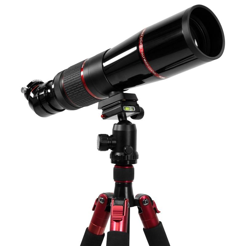 Omegon Photography Scope 72/432 Apochromatische volledig opgebouwd op statief voor observatiegebruik