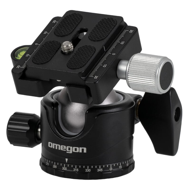 Omegon Pro OM10 Balhoofd 1 Omegon Balhoofd Pro OM10 Omegon Pro OM10 Balhoofd met snelkoppelingsplaat, panoramaschaal en zijwaartse frictie-instelling