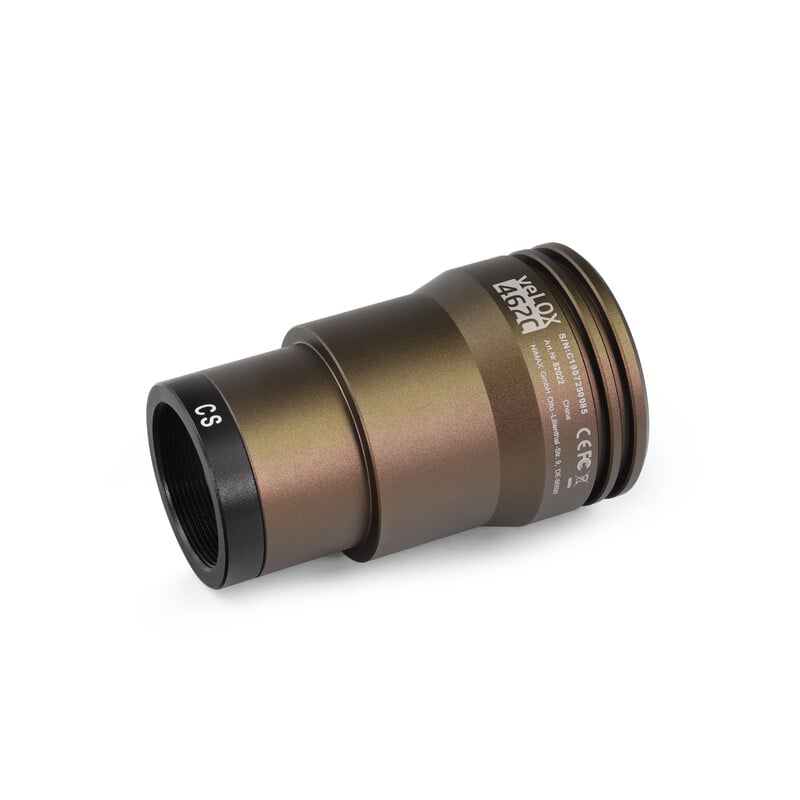 Omegon velox 462 C Camera Color 1 Omegon Camera veLOX 462 C Color 4 Omegon veLOX 462 C Camera diagonaal aanzicht met modelaanduiding op de ring