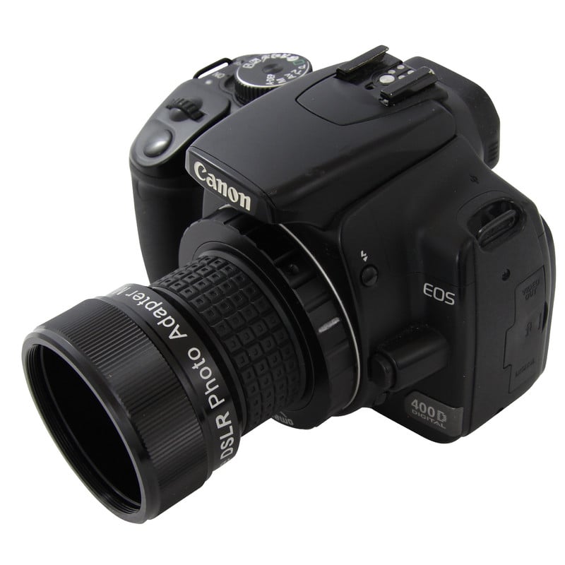 Omegon Dslr Camera-Adapter 2 Omegon DSLR camera adapter 2 Omegon DSLR Camera-adapter liggend perspectief met adapter en schroefdraad zichtbaar