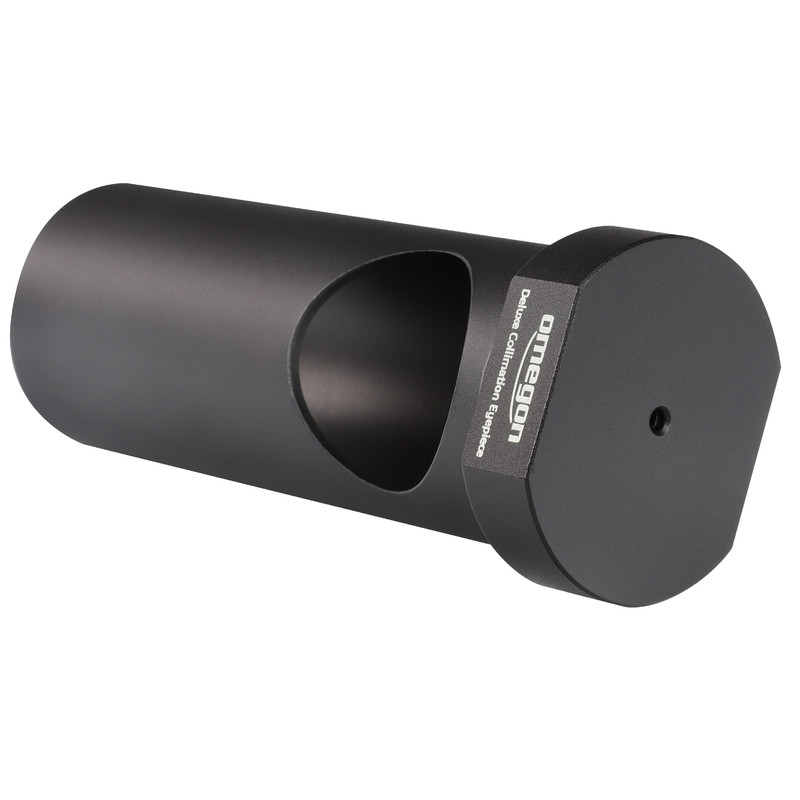 Omegon Deluxe Collimatieoculair 2 Omegon Deluxe collimatieoculair 1 Omegon Deluxe collimatieoculair andere zijde met open uiteinde en matte afwerking