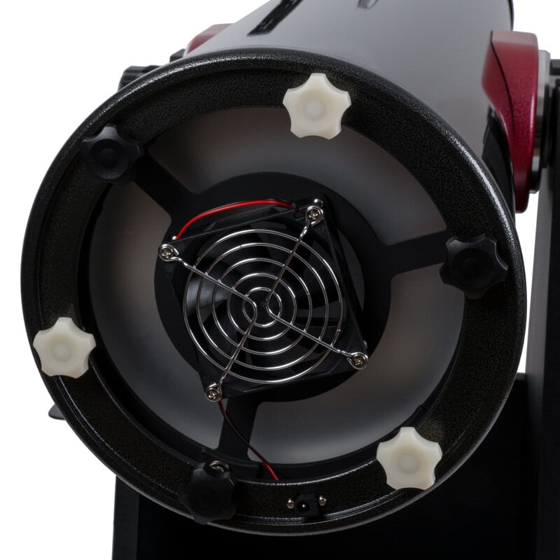 Omegon ProDob N 203/1200 DOB II with Radiant – 203mm Dobson 2 Omegon Dobson telescoop ProDob N 203 1200 DOB II with radiant 4 Omegon N 203/1200 Telescoop achterzijde van hoofdspiegelcel met ingebouwde ventilator voor snelle afkoeling