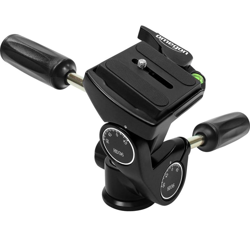 Omegon Pro PD36 Tripod Panorama Head Three-way 1 Omegon Three-way Pro PD36 tripod panorama head Omegon PD36 panorama head fully assembled with control wheels and fixed carriage
