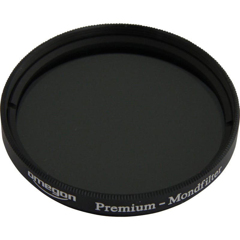 Omegon Maanfilter 25% Transmissie (2 inch) 1 Omegon Filters 2 maanfilter 25 transmissie 1 Omegon 2" Maanfilter zwart rondfilter met lasergravure en glas voor oculairen met 2" schroefdraad.