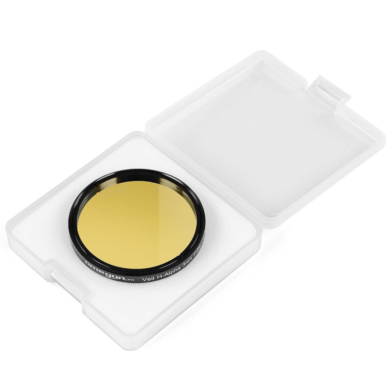 Omegon H-Alpha Filters Pro Veil 3nm (2 inch) 2 Omegon Filters Pro Veil H Alpha 3nm 2 1 Omegon H-Alpha Filter H-Alpha filter in transparant beschermdoosje met deksel geopend