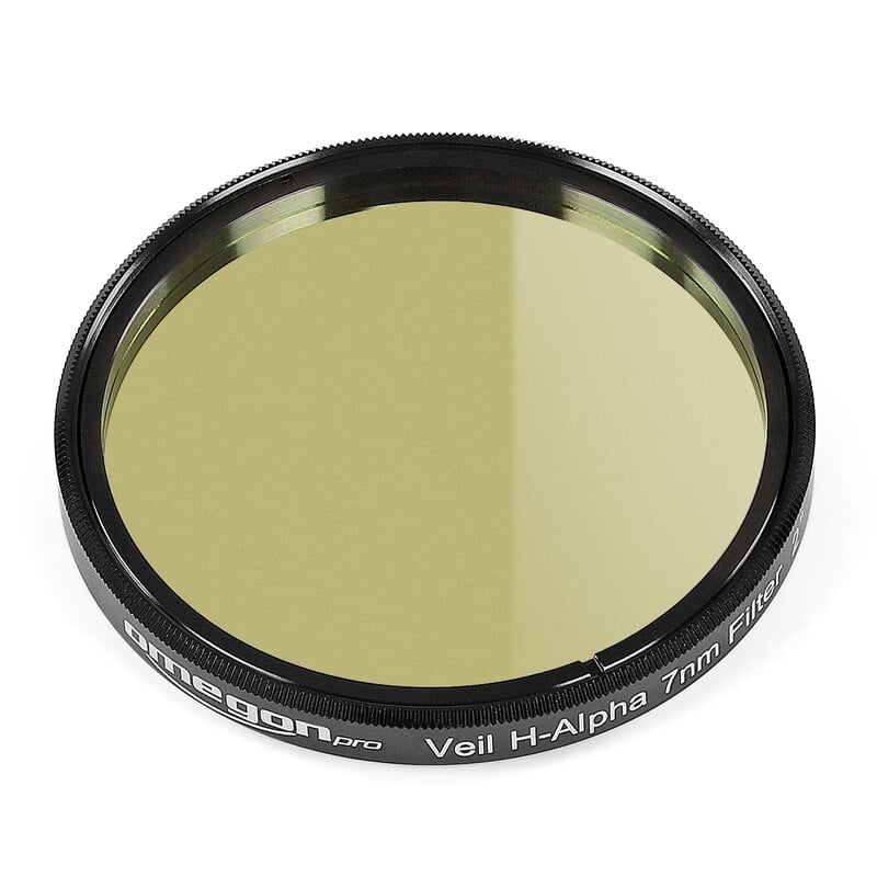 Omegon H-Alpha Pro Veil Filter 7nm (2 inch) 1 Omegon Filters Pro Veil H Alpha 7nm 2 2 Omegon H-Alpha Filter 2" H-Alpha 7nm smalbandfilter met lichtgoude coating in zwarte aluminium vatting