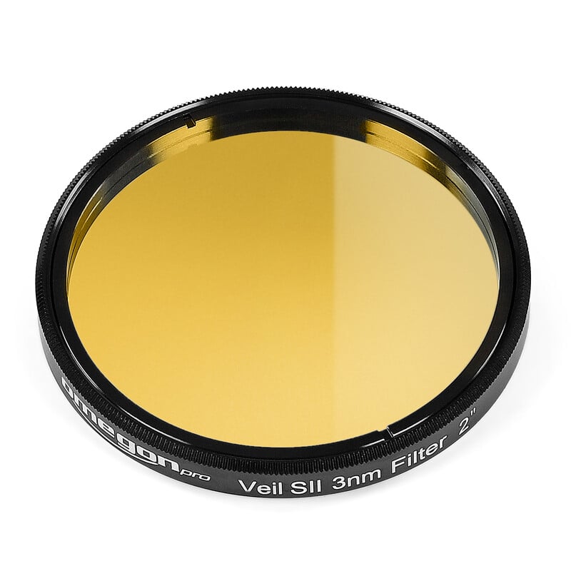 Omegon Pro Veil SII Filter 3nm (2 inch) 1 Omegon Filters Pro Veil SII 3nm 2 2 Omegon Pro Veil SII Filters 2" SII 3nm filter met oranje coating en zwarte aluminium vatting