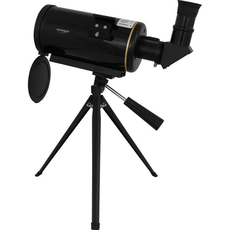 Omegon MightyMak 80 Maksutov 1 Omegon Maksutov telescoop MightyMak 80 8 Omegon Telescoop Maksutov MightyMak 80 zijaanzicht op statief met oculair en zoekerbeugel