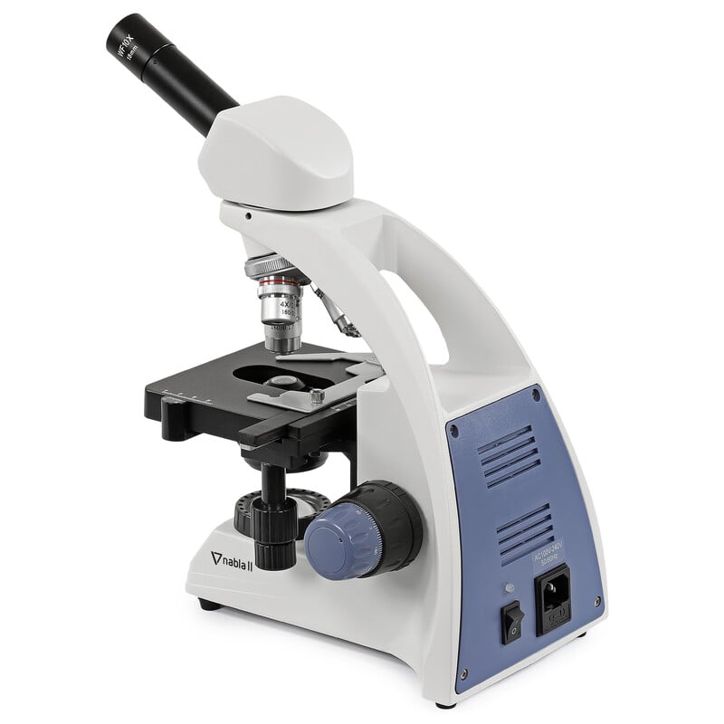 Omegon Nabla II Microscope Mono 1 Omegon Microscope Nabla II Mono 4 Omegon Nabla II Microscope rear and side view of the housing with the on-off switch and power input.