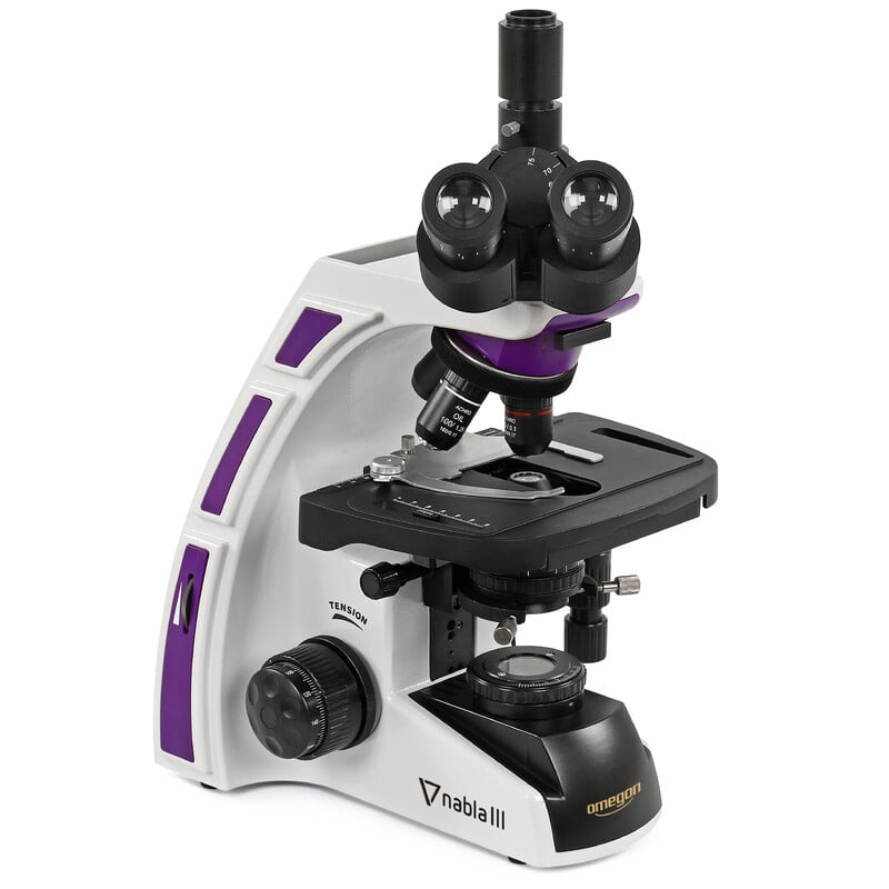 Omegon Nabla III Microscope Trino 1 Omegon Microscope Nabla III Trino 3 Omegon Nabla III Microscope front view from user position with revolving turret