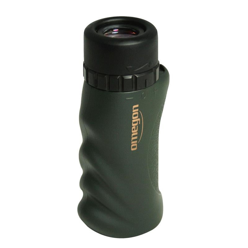 Omegon Monocular 10x25 1 Omegon Monocular 10x25 3 Omegon Monocular 10x25 oblique front view with view of lens and body