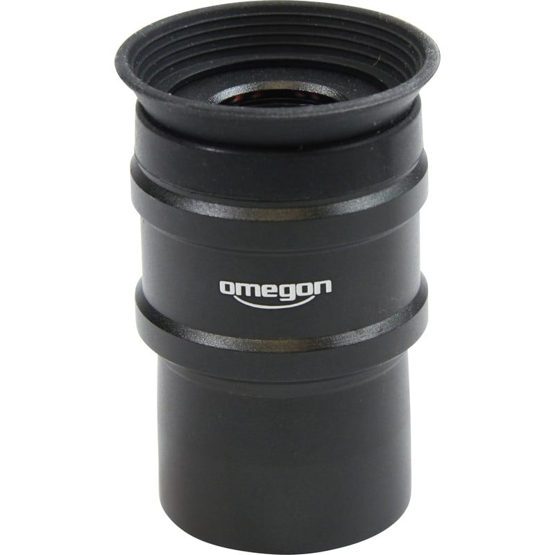 Omegon 16,8mm Oculair Ortho (1,25 inch) 1 Omegon Oculair Ortho 16 8 mm 1 25 2 Omegon Oculair Ortho 16.8 mm 1,25'' zijaanzicht met zicht op lensopening en Omegon-logo in witte opdruk.